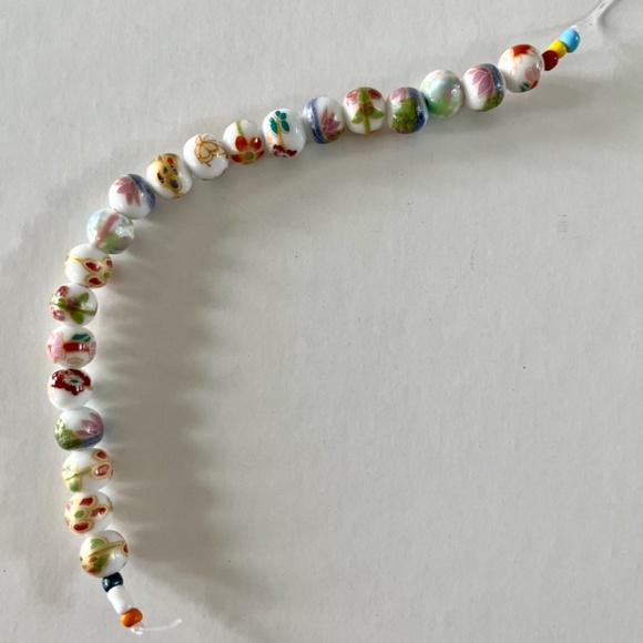 As Low As $2 Handmade Printed Blossom Porcelain Round Beads 8mm (20) - Picture 3 of 3